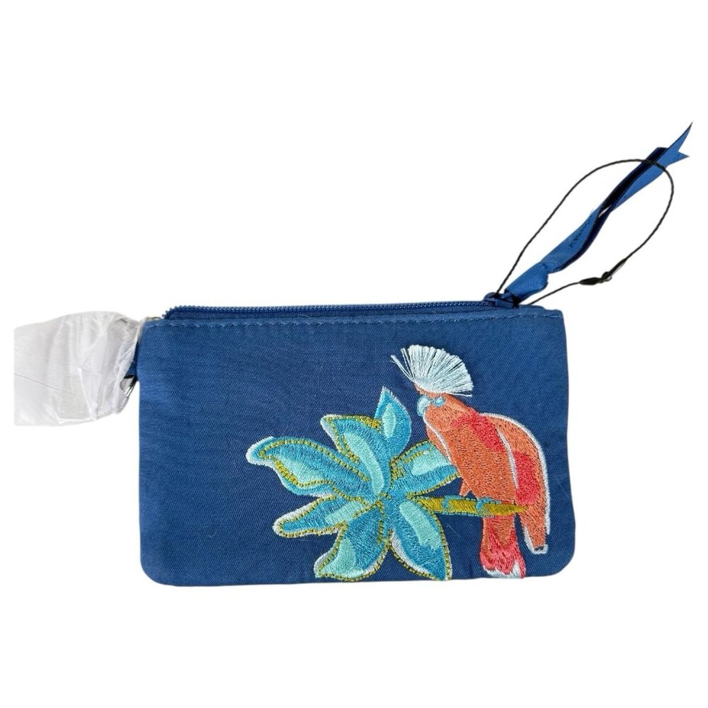 New Vera Bradley Rain Forest Canopy Coin Purse Zip ID Case Wallet Embroidered